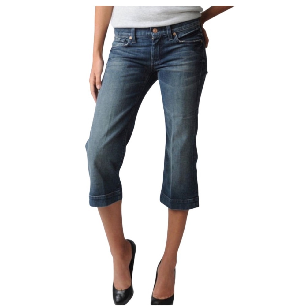 7 For All Mankind Blue Cropped Jeans